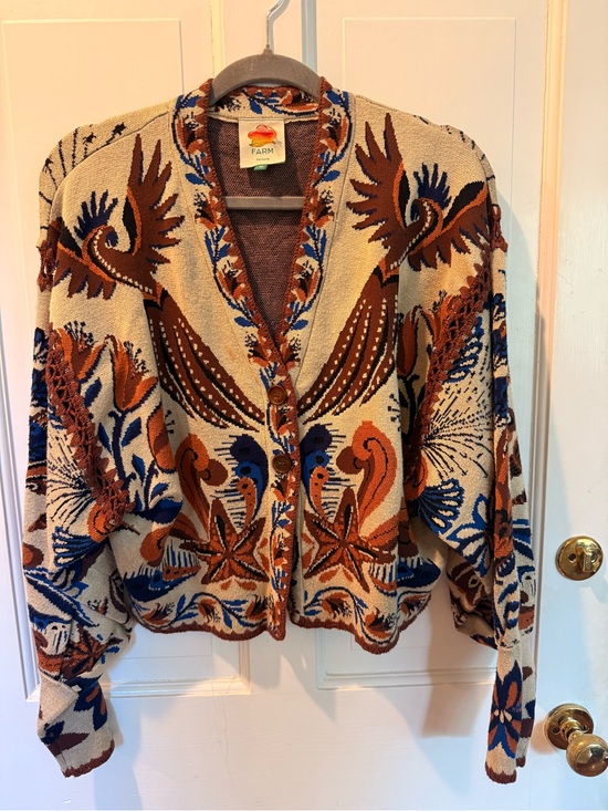 FARM Rio Jackets & Blazers - NWOT FARM RIO Viscose Blend Cardigan With Perforated /Embroidered Details Medium
